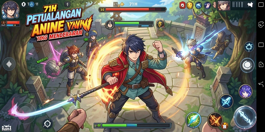 Tampilan gameplay 71H menampilkan petualangan karakter Anime yang seru.