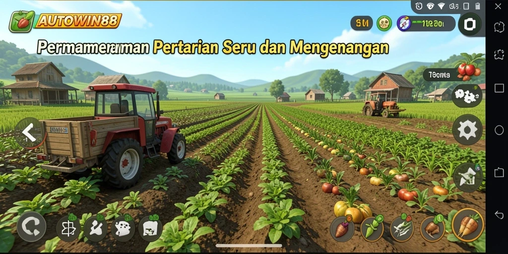 Screenshot gameplay AUTOWIN88 menunjukkan keseruan bertani yang interaktif.