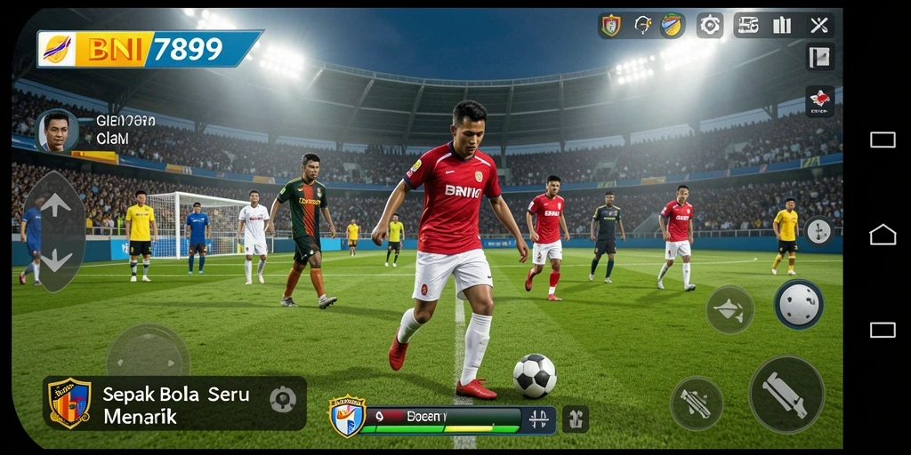 Tampilan gameplay BNI789 dengan aksi sepak bola yang mendebarkan.