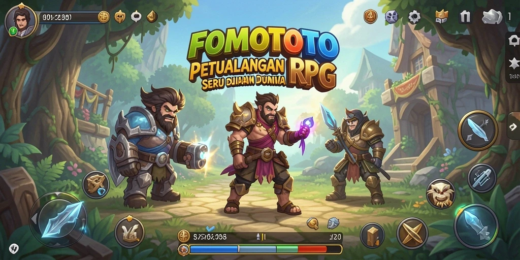 Screenshot gameplay FOMOTOTO dengan aksi RPG yang mendebarkan.