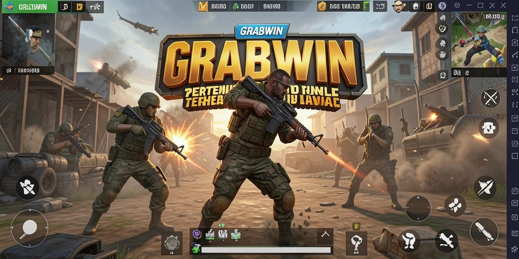 Tampilan gameplay menegangkan di arena Battle Royale GRABWIN.
