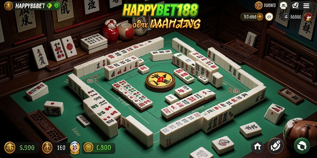 Tampilan gameplay seru dengan ubin mahjong yang berwarna-warni.
