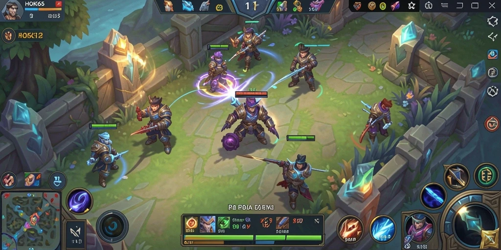 Screenshot utama HOKI65 menampilkan pertempuran epik di arena MOBA.
