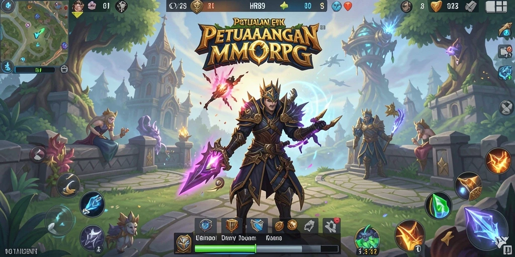 Screenshot gameplay HR89 menampilkan pertarungan epik antar pemain dalam dunia MMORPG.