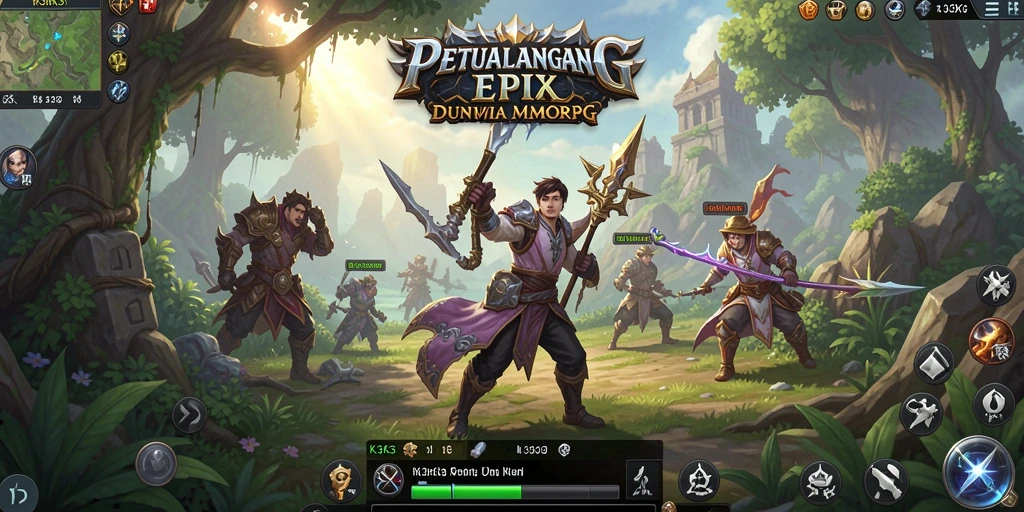 Tampilan gameplay epik K3K3 dalam dunia MMORPG yang penuh petualangan.