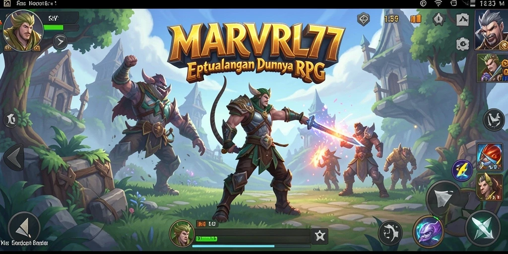 Tangkapan layar gameplay MARVRL77 dengan karakter beraksi dalam dunia RPG.