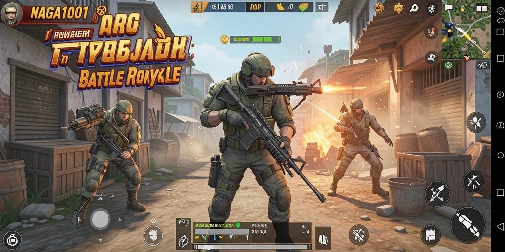 Tampilan grafis seru dalam pertempuran Battle Royale NAGA1001.