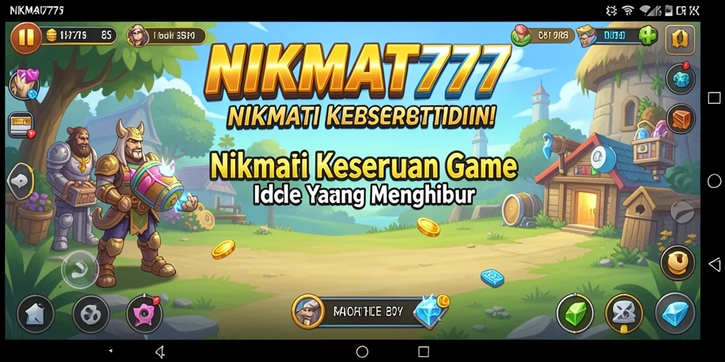 Screenshot gameplay NIKMAT777 yang menunjukkan karakter aktif menghasilkan sumber daya.