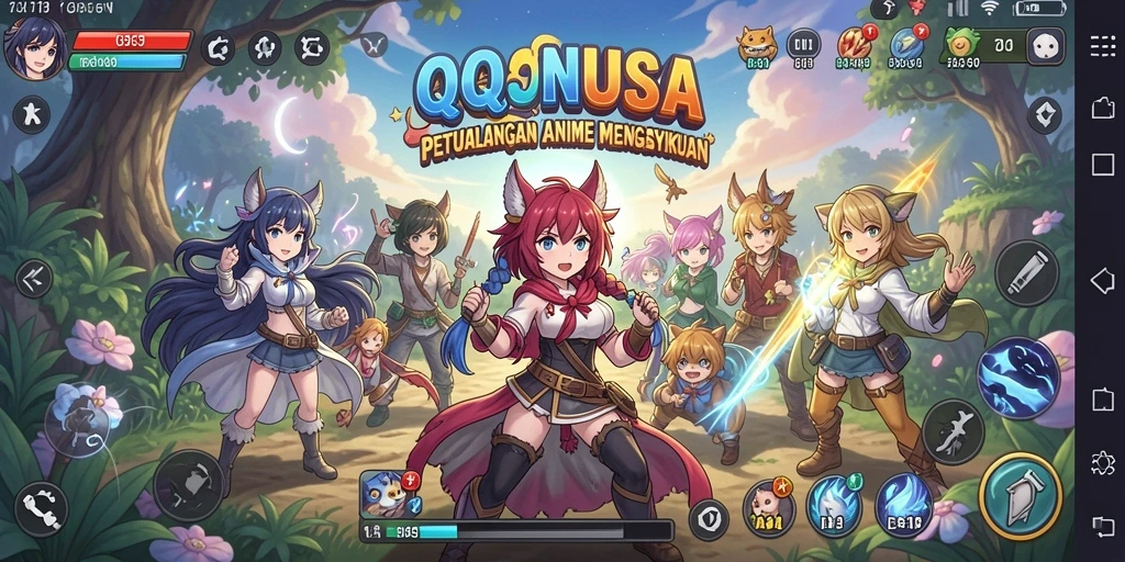 Tangkapan layar gameplay <strong>QQNUSA</strong> dengan karakter Anime yang dinamis.
