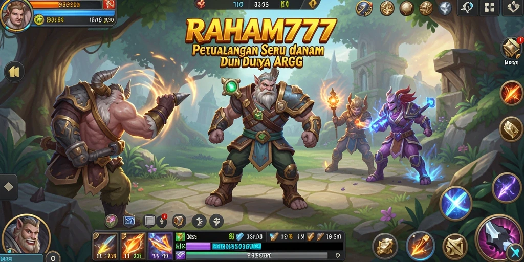 Tampilan gameplay seru RAHAM777 dengan pertarungan epik dan karakter mendebarkan.