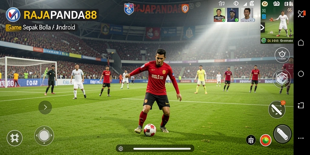 Tampilan gameplay seru dari RAJAPANDA88 di lapangan sepak bola.